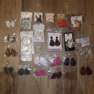 Earring lot with assorted stud and dangling earrings